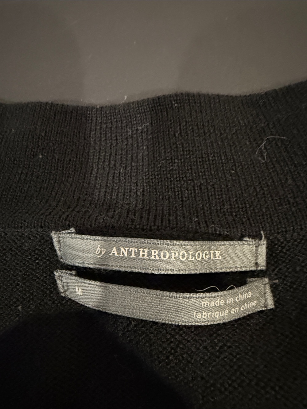 By Anthropologie 100% Merino Wool Oversized Slouchy V-Neck Sweater Black M
